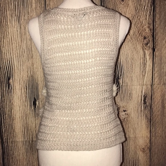 AMERICAN RAG SMALL BEIGE KNIT VEST BOHEMIAN - Picture 2 of 7